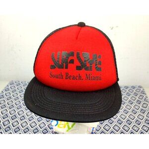 Surf Style South Beach Miami Florida Hat Cap Adjustable Surf Shop Red / Black